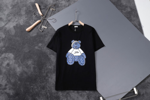 Dior Blindfolded Bear Print Logo Short Sleeve Casual Fashion Cotton T-Shirt