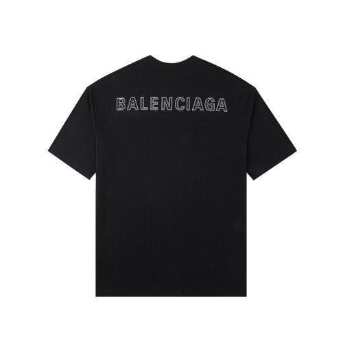 Balenciaga Unisex Retro Letters Printing Short Sleeve Cotton Weaving Embroidery T-Shirt