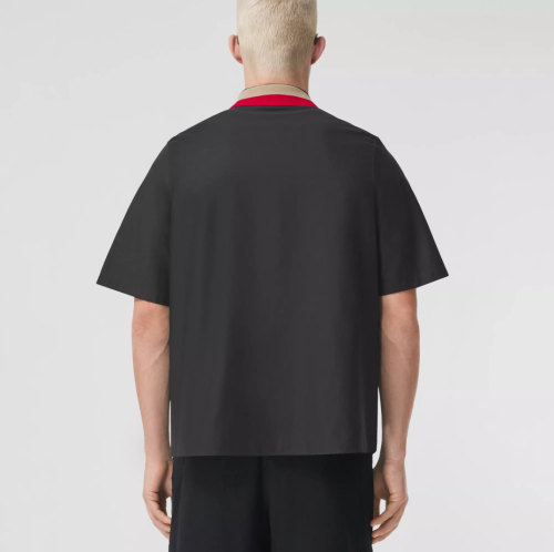 Burberry Men TB Logo Embroidered Webbing Long Sleeve Shirt Short Sleeve