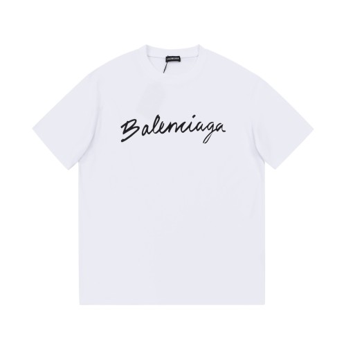 Balenciage Unisex Logo Pattern Cotton LOGO Couple T-Shirt