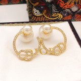 DIOR CD Size Pearl Stud Earrings