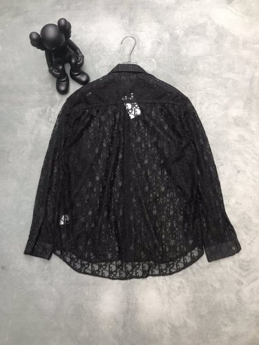 Dior Unisex Hollow Lace Shirt Top Sun Protection Knit Cardigan