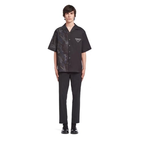Prada Art Black Camouflage Patchwork Shirt Catwalk Lmiited Edition Oversize Coats
