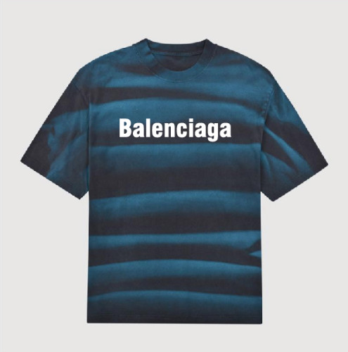 Balenciage Unisex Retro Washing Water stripe Straight Burst Pulp Slogan T-Shirt