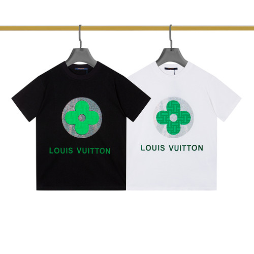 Louis Vuitton Unisex Classic Crew Neck T-Shirt Letter Print Short Sleeves