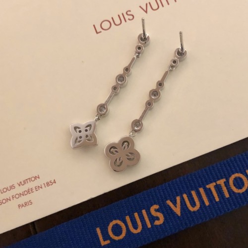 Louis Vuitton Asymmetric Four Leaf Clover Road Stud Earrings