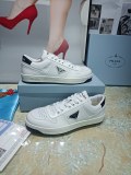 Prada Unisex Shoes Fashion White Leather Sneakers