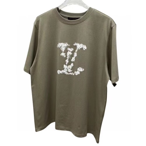 Louis Vuitton Unisex Classic Grey-Green Limited Print Short Sleeves