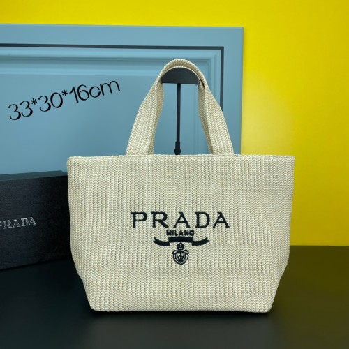 Prada Classic Fashion Woven Tote Bag Size: 33-30-16cm