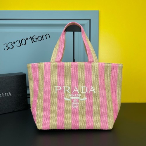 Prada Classic Fashion Woven Tote Bag Size: 33-30-16cm