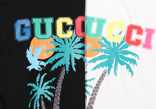 New Gucci Coconut Island Style Short Sleeve Cotton Crew Neck Graphic Print T-shirt