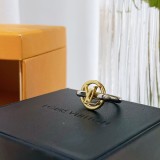 New Louis Vuitton Classic Fashion Luxury Gold Silver Two-tone Letter Ring