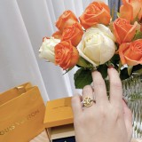 New Louis Vuitton Classic Fashion Luxury Gold Silver Two-tone Letter Ring