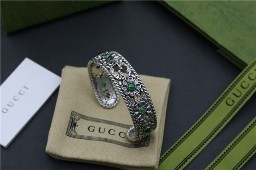 New Gucci Fashion Classic Green Stone Open Bracelet