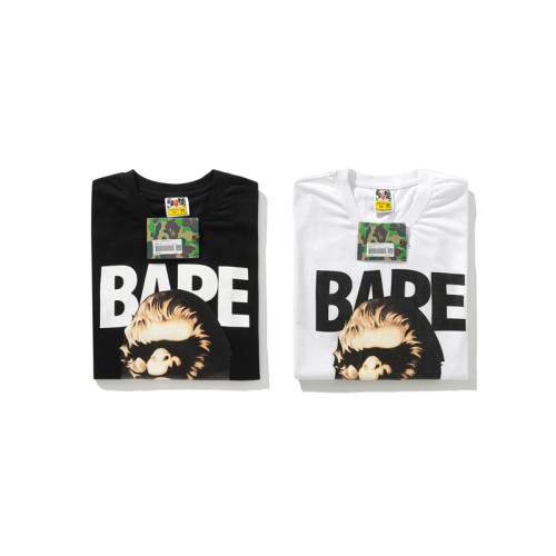 BAPE/A/Bathing Bronze Three-Dimensional Hair Ape Head Short Sleeve Cotton T-Shirt