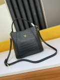 Prada Double Saffiano Leather Handbags Imported Cowhide From Italy Metal fittings 25*24*13