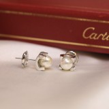 Cartier Classical Fashion Pearl Horn Stud Sliver Earrings
