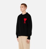 Ami Paris Heart Logo Embroidered Wool Sweater Crewneck Fashion Long sleeves Comfort Fit Pullover Sweatshirt