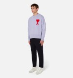 Ami Paris Heart Logo Embroidered Wool Sweater Crewneck Fashion Long sleeves Comfort Fit Pullover Sweatshirt