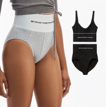 Alexander Wang Women Fashion Athleisure Style Bra Set Stretch Knit Bra Set Sexy Suit