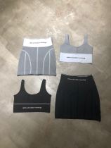 Alexander Wang Women Fashion Athleisure Style Vest Set Stretch Knit Vest Set Sexy Suit