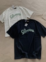 Loewe Men Cactus Embroidery Short Sleeve T-Shirt Cotton Crewneck T shirts Printed Casual T-shirts