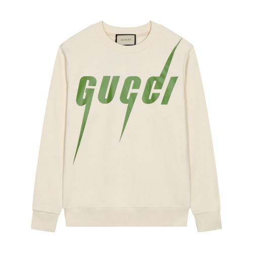 Gucci Unisex Cotton Casual Lightning Logo Round Neck Pullover Sweatshirt