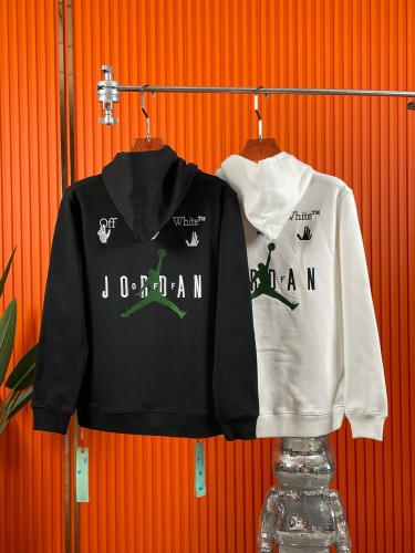 Jordan x Off White Logo Embroider Pullover Hooded Fleece Sports Sweatshirt