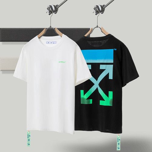 OFF WHITE Blue And Green Gradient Arrow Short-Sleeved Casual Loose Cotton T-Shirt