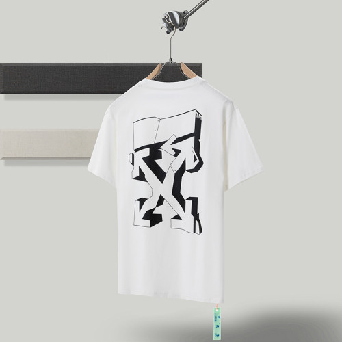 OFF WHITE 3D Arrow Print Short Sleeve Casual Loose Cotton T-Shirt