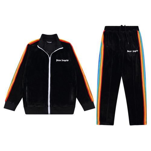 Palm Angels New Unisex Classic Jacket +Pants Plush Tracksuit Sports Suit