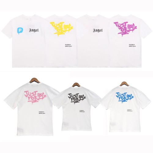 Palm Angels Fashion Colorful Logo Print Unisex Loose Casual Short Sleeve T-Shirt