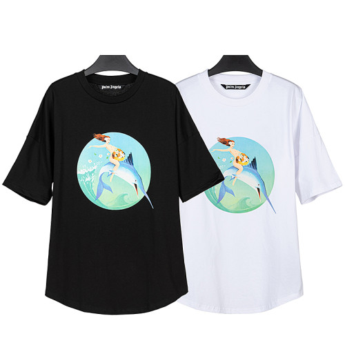 Palm New Unisex Casual Middle Sleeve Fishing Club Logo Short Sleeve T-shirt