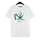 Palm Angels Casual New Cotton Trees Print Round Neck Short Sleeve T-shirt