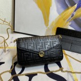 Fendi FF Embossed Print Bag Clamshell Mini Handbag