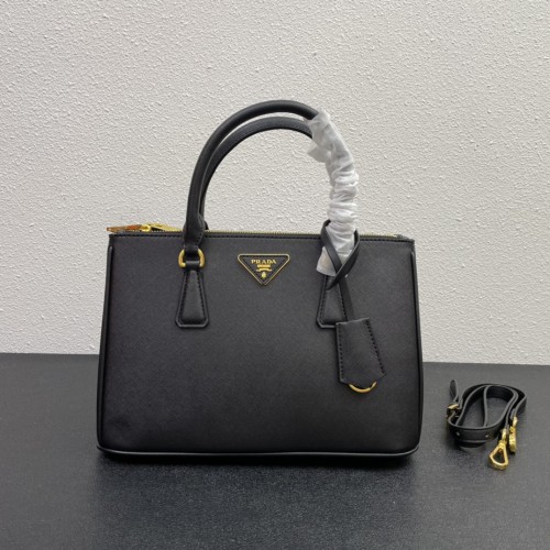 Prada Palm Grain Leather Classic Logo Satchel Handbag Black Size: 33-24-12cm