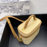 Dior New Wicker Book 6018 Tote Woven Bag Handbag Size:18.5x13.5 x10.5cm