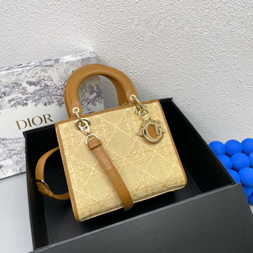Dior New Wicker Book 6010 Tote Woven Bag Handbag Size:24cm
