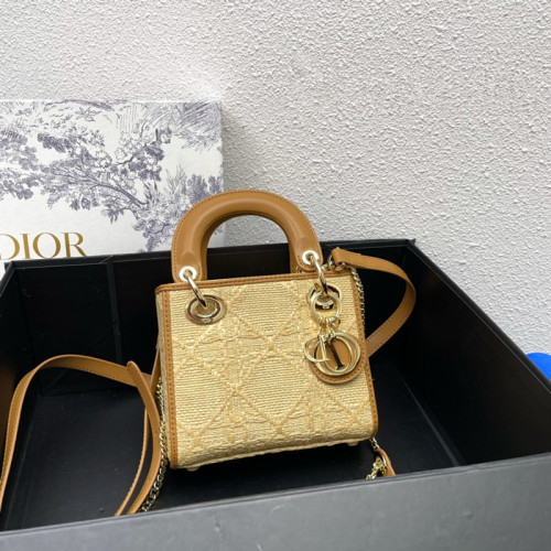 Dior New Wicker Book 6020 Tote Woven Bag Handbag Size: 17cm