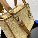 Dior New Wicker Book 6010 Tote Woven Bag Handbag Size:24cm
