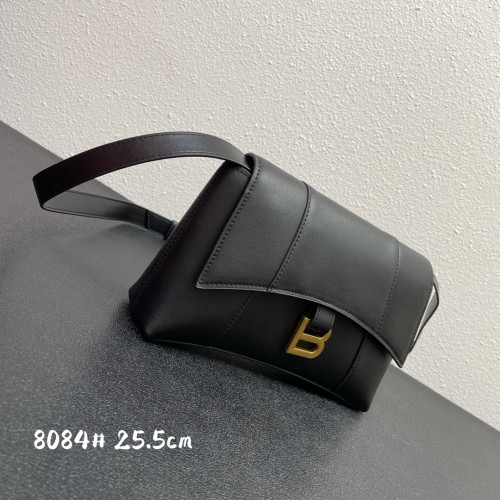 Balenciaga New Cowhide Chain Half Moon Hourglass Bag Black Handbag Sizes:25.5x6x16cm