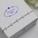 PRADA Bold Classical Fashion Triangle Elegant Temperament Section Pink Bracelet
