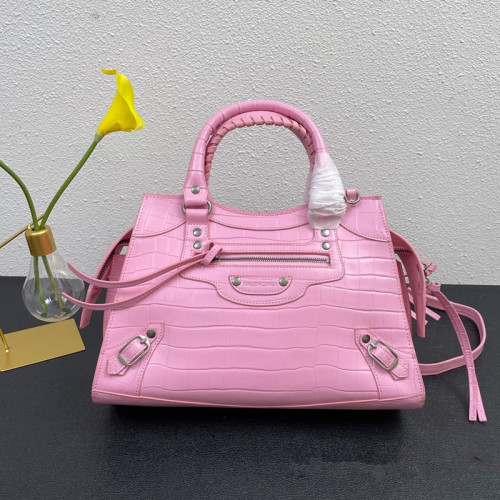 Balenciaga New Fashion Trapezoid Motorcycle Pink Bag Handbag Sizes:33x13x20cm