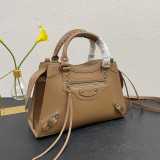Balenciaga New Fashion Trapezoid Motorcycle Brown Bag Handbag Sizes:33x13x20cm