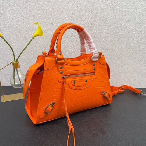 Balenciaga New Fashion Trapezoid Motorcycle Orange Bag Handbag Sizes:33x13x20cm