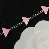 PRADA Bold Classical Fashion Triangle Elegant Temperament Section Pink Bracelet