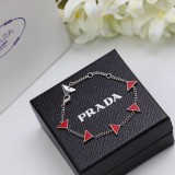 PRADA Bold Classical Fashion Triangle Elegant Temperament Section Red Bracelet