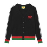 Gucci x Adidas Casual Jacquard Knitted ButtonsThickened Jacket Sweater Coats