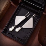 PRADA Classic Fashion New Triangle Pearl Earrings