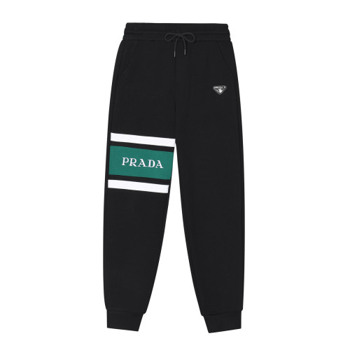 Prada Cotton Letter Embroidery Stitch Casual Trousers